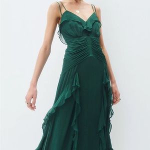 LÈONIE DOUBLE STRAP FRILL MAXI DRESS - ROSEMARY